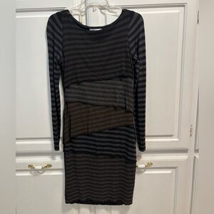 Joseph Ribkoff Striped Tiered Stretch Pullover Long Sleeve Dress Women’s Size 8
